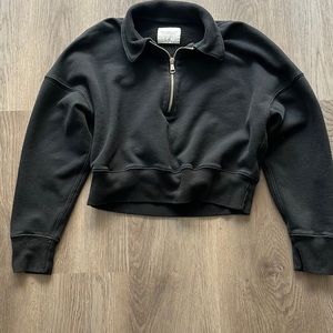 Abercrombie Cropped Black Quarter Zip Sweatshirt